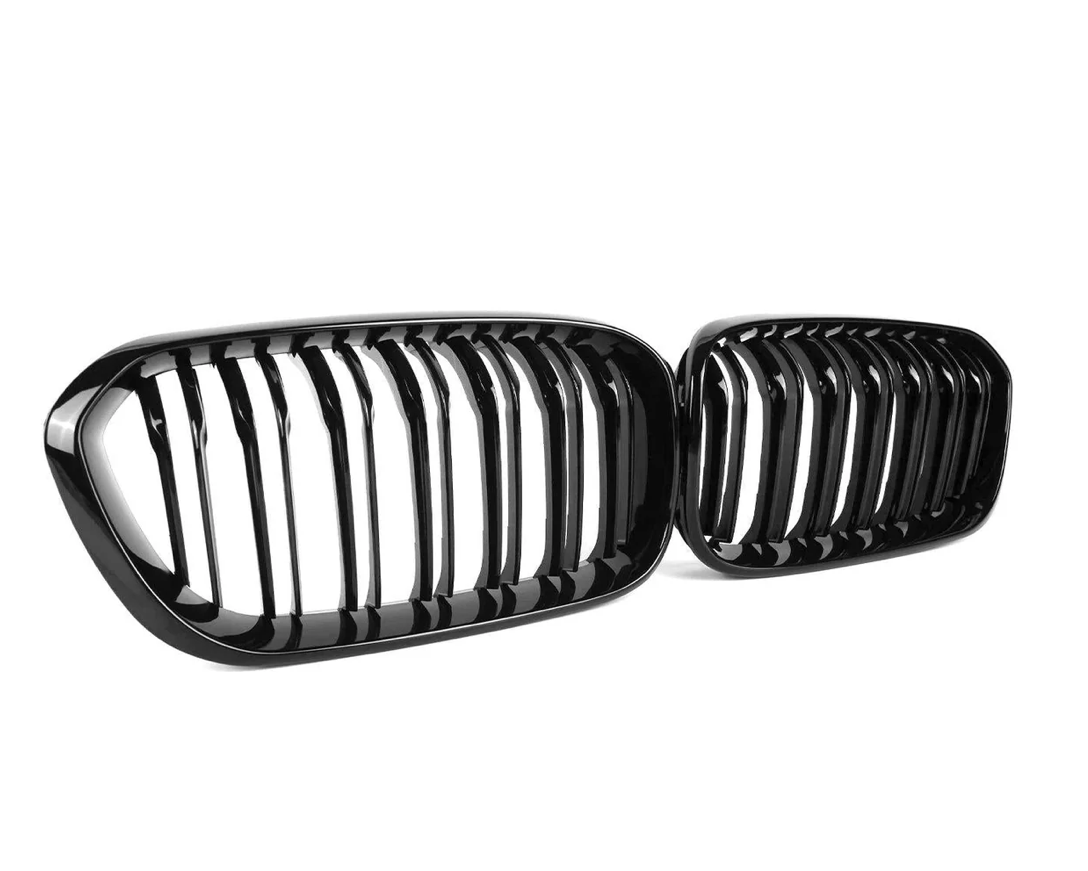 CALANDRES AVANT DOUBLE LAMELLE POUR BMW SÉRIE 1 LCI (F20/F21) EN NOIR BRILLANT