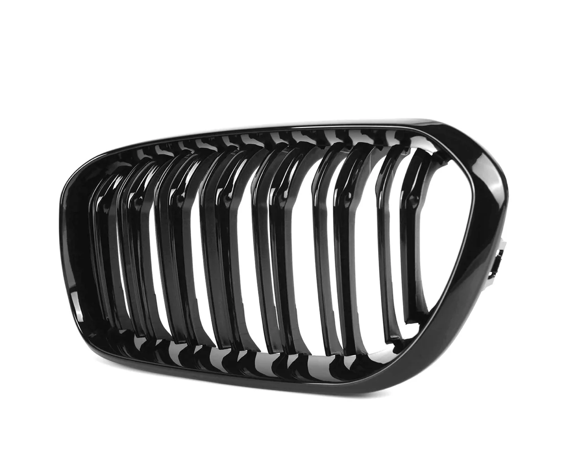 CALANDRES AVANT DOUBLE LAMELLE POUR BMW SÉRIE 1 LCI (F20/F21) EN NOIR BRILLANT