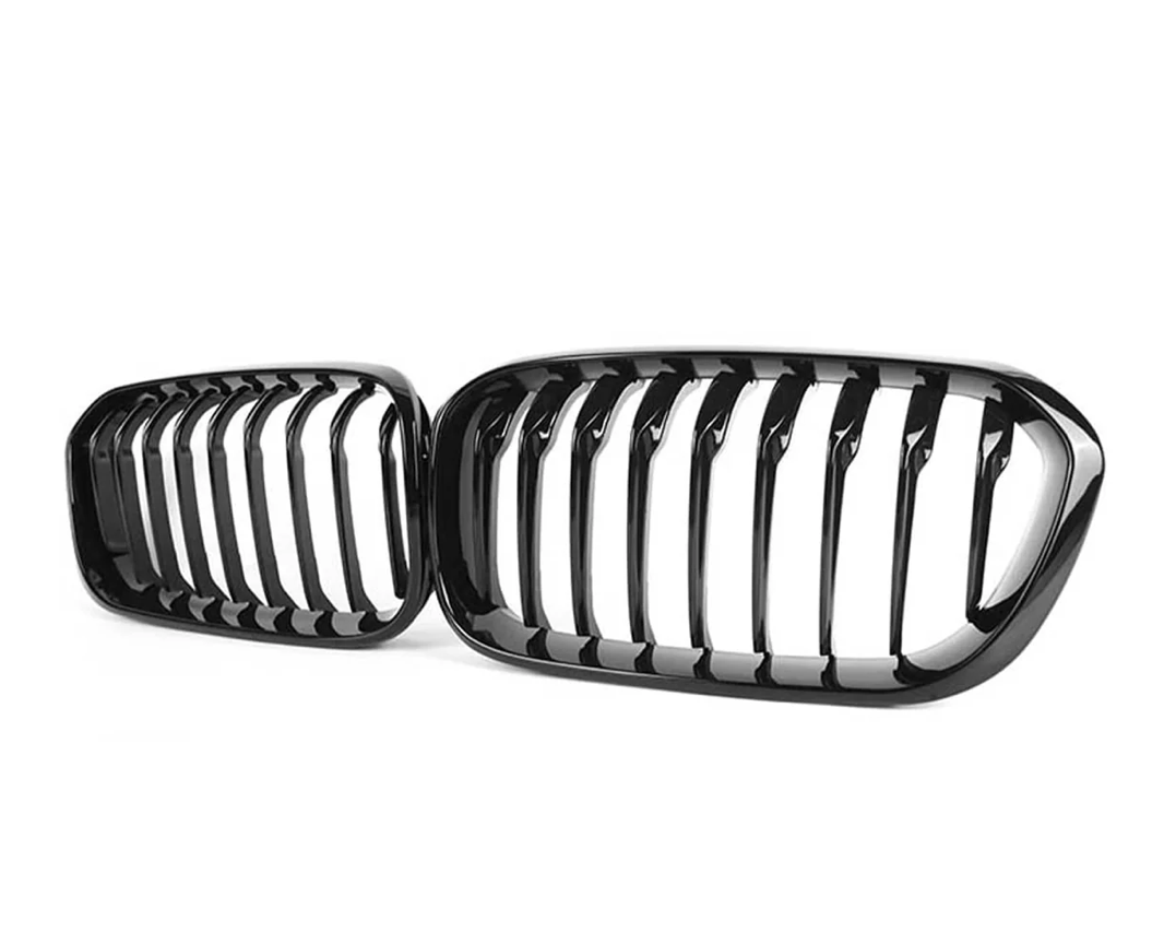 CALANDRES AVANT À SIMPLE LAMELLE POUR BMW SÉRIE 1 LCI (F20/F21) EN NOIR BRILLANT