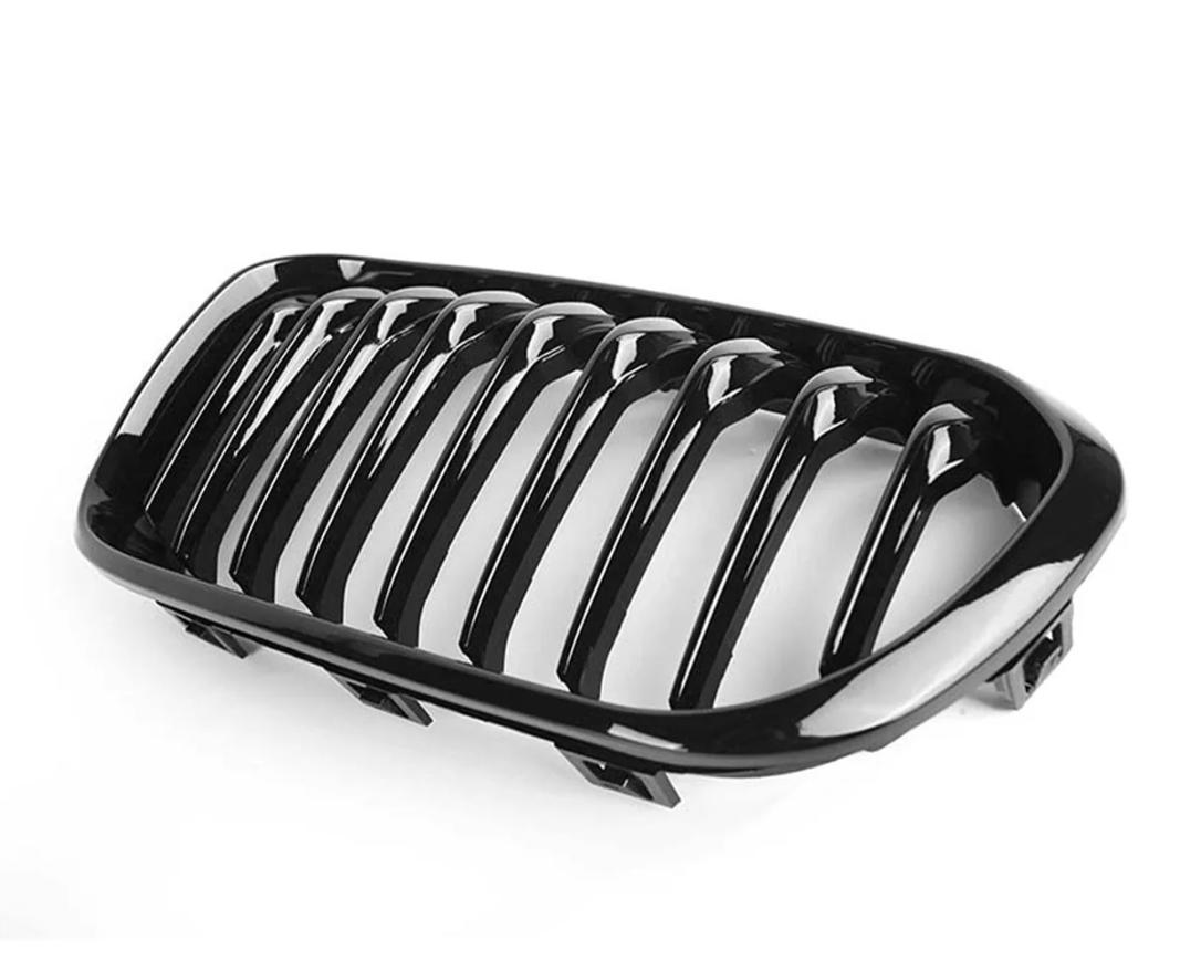CALANDRES AVANT À SIMPLE LAMELLE POUR BMW SÉRIE 1 LCI (F20/F21) EN NOIR BRILLANT