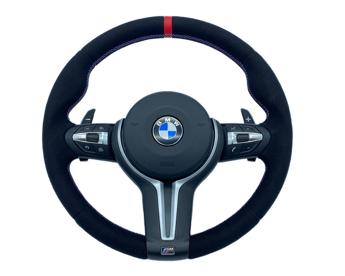 VOLANT ROND BMW SÉRIE F EN ALCANTARA AVEC BANDE ROUGE
