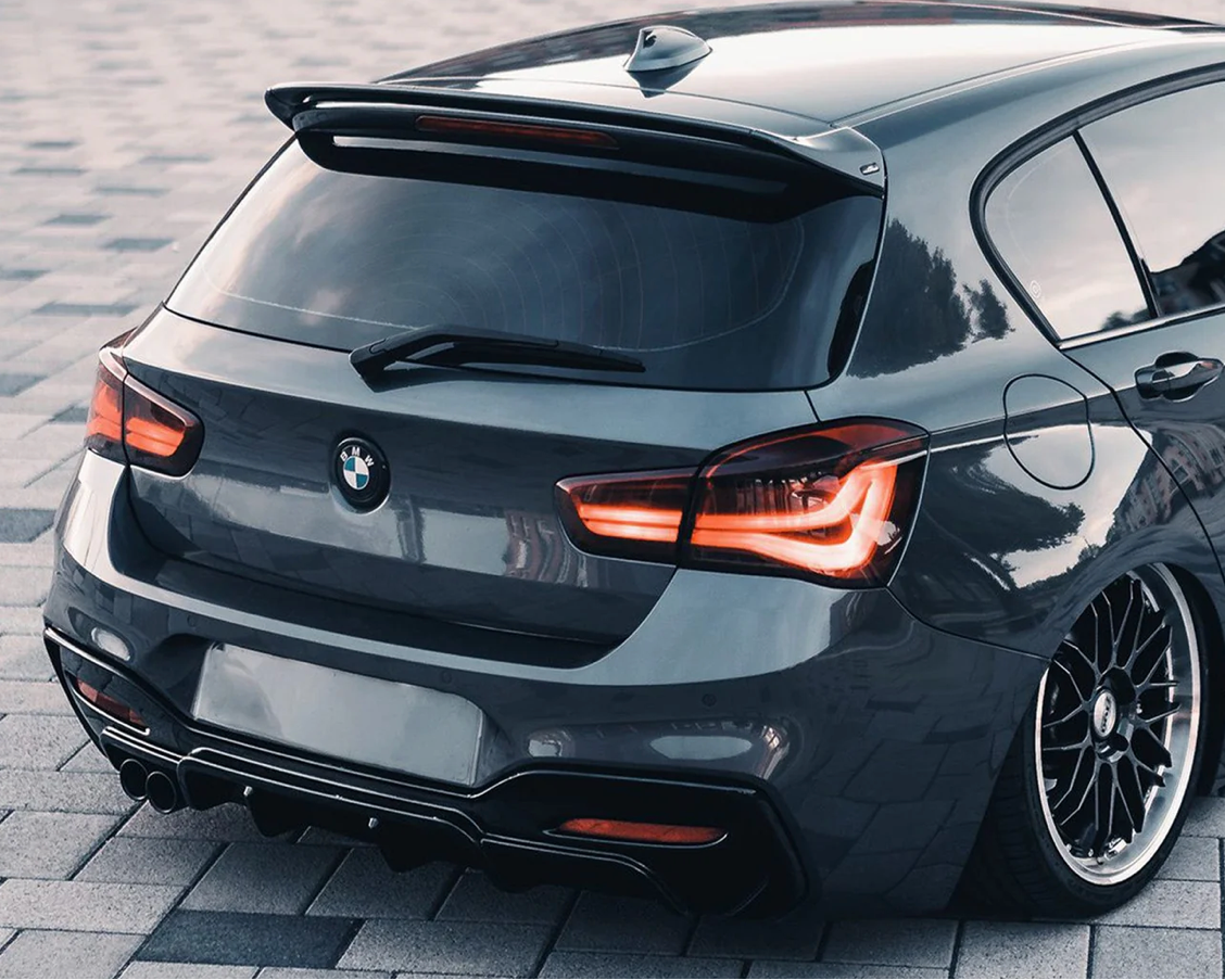 DIFFUSEUR ARRIÈRE BMW 1 SÉRIE LCI EVO-1 SORTIE SIMPLE EN NOIR BRILLANT (F20/F21 118I, 120I, 125I, 120D M SPORT)