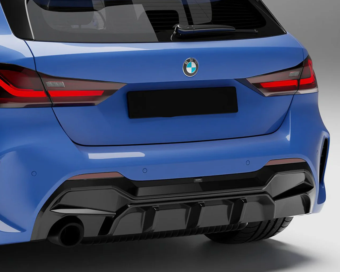DIFFUSEUR ARRIÈRE BMW 1 SÉRIE EVO-1 SORTIE SIMPLE EN NOIR BRILLANT (F40 116I, 116D, 118I, 118D M SPORT)