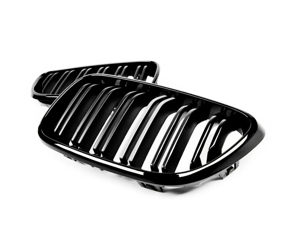 CALANDRES AVANT BMW M2 / SÉRIE 2 STYLE M2 À DOUBLE BARRE EN NOIR BRILLANT (F87/F22/F23)