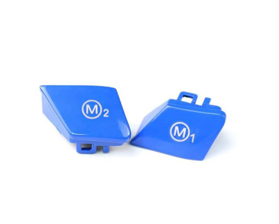 Boutons de mode M (M1 & M2) rouges/bleu pour volant BMW