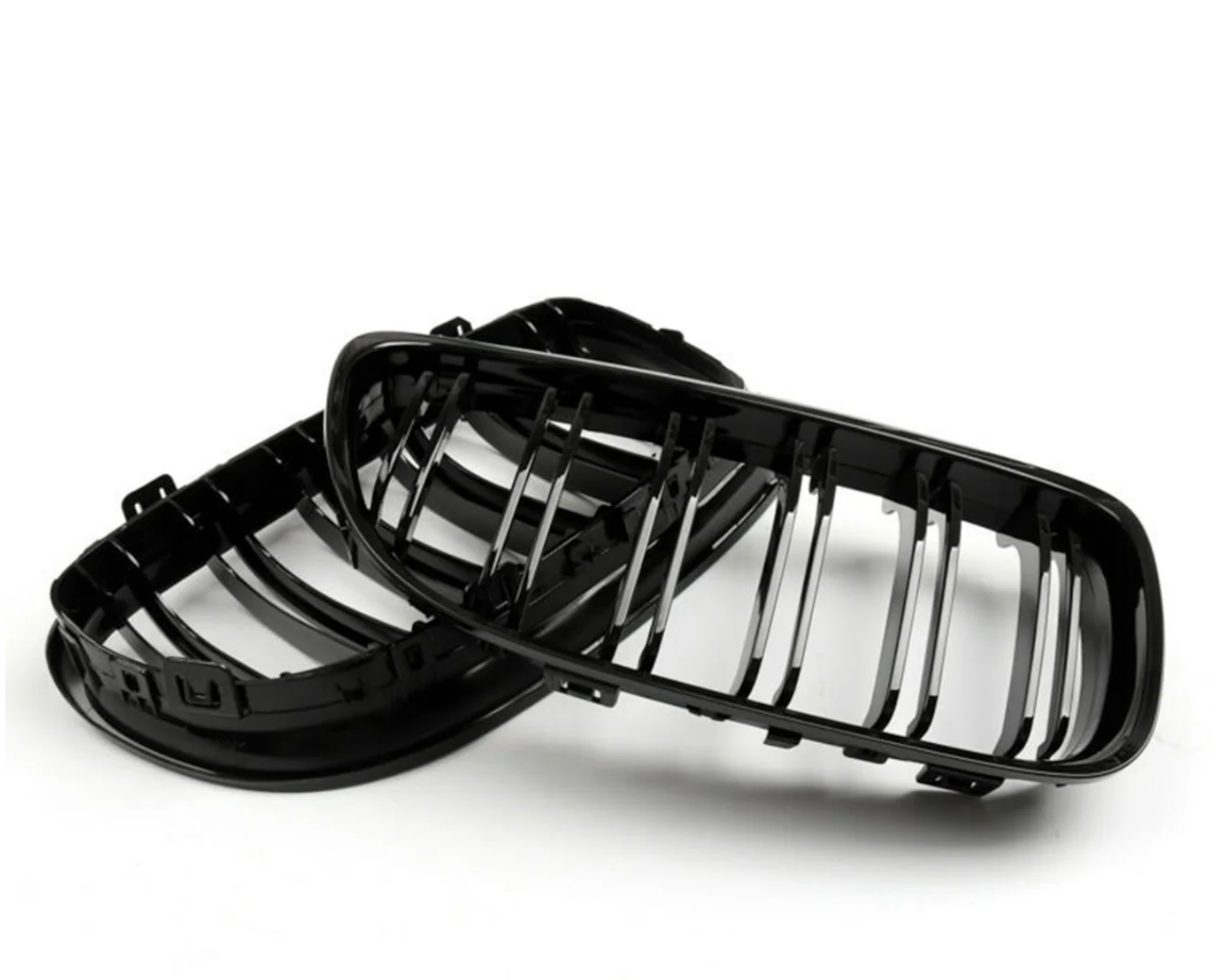 Grilles de calandre à doubles lamelles noir brillant pour BMW Série 3 LCI (E90 & E91)