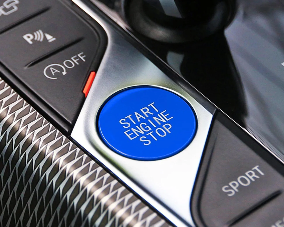 Bouton de démarrage/arrêt moteur  BMW Série G, couleur rouge/bleu