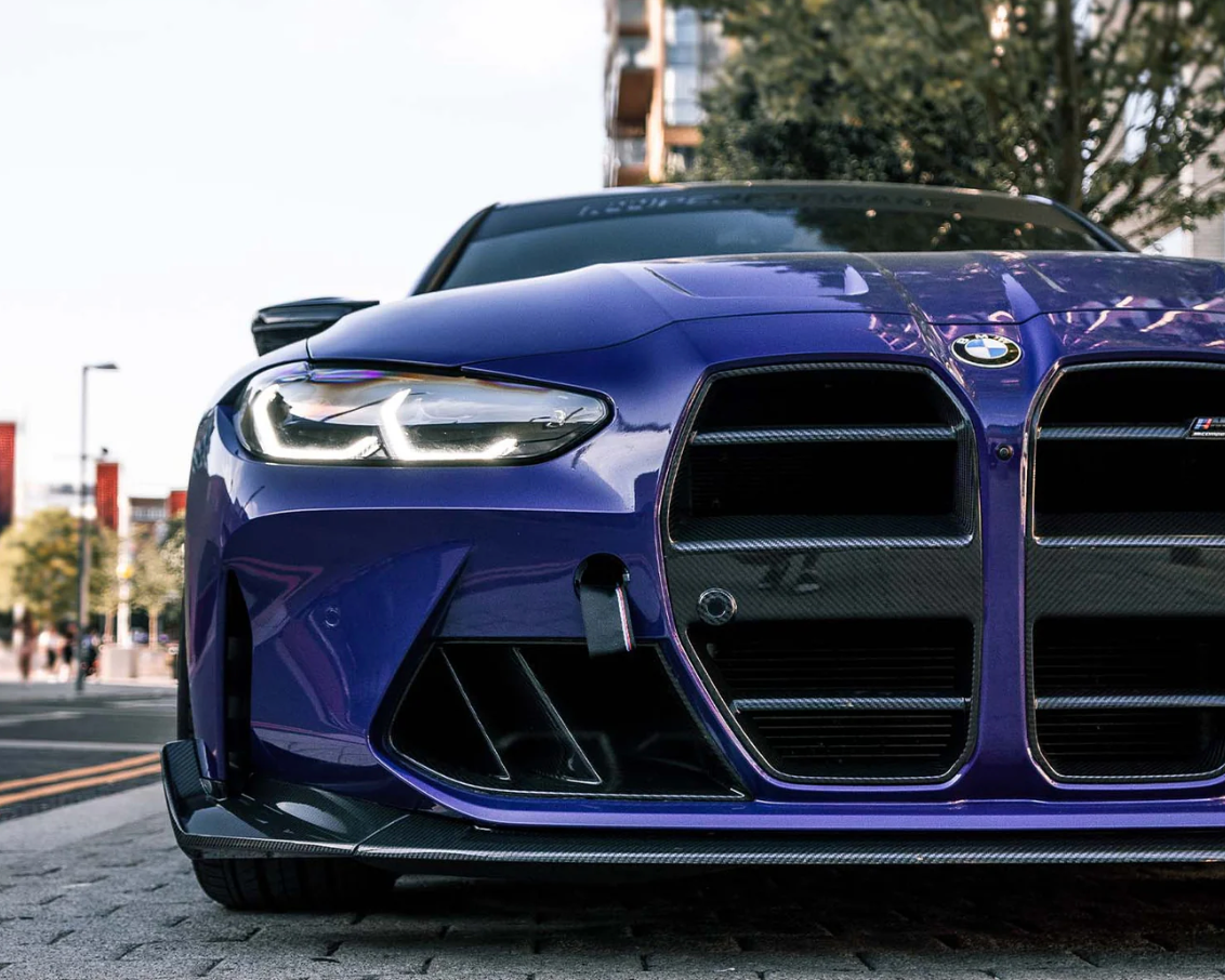 BMW M3/M4 STYLE CSL SPLITTER AVANT EN FIBRE DE CARBONE PRÉ-IMPRIMÉE (G80/G81/G82/G83)