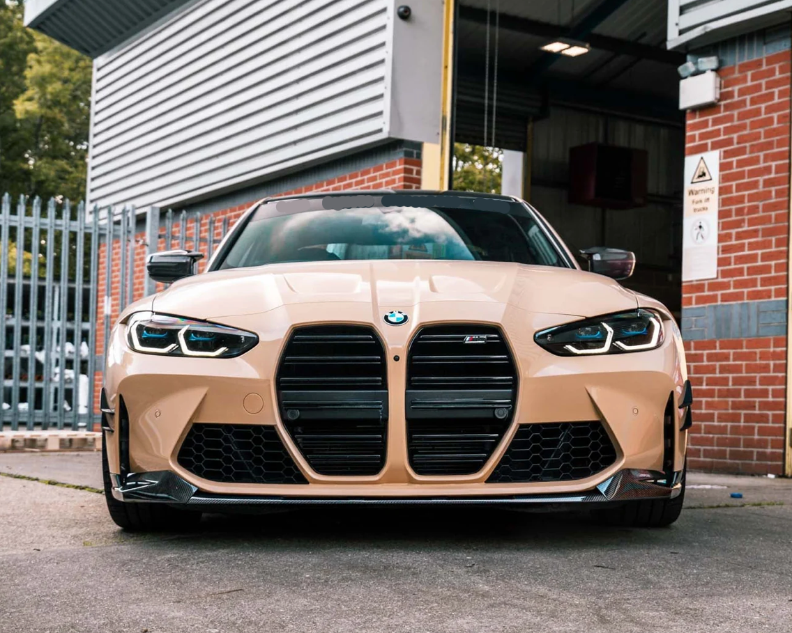 BMW M3/M4 PERFORMANCE STYLE FRONT SPLITTER EN FIBRE DE CARBONE PRÉ-IMPRIMÉE (G80/G81/G82/G83)